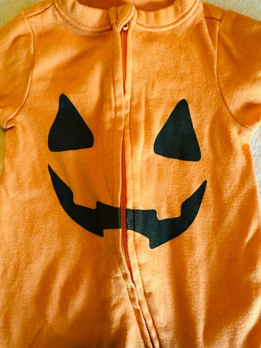 Old Navy Orange Pumpkin Face Footed One-Piece